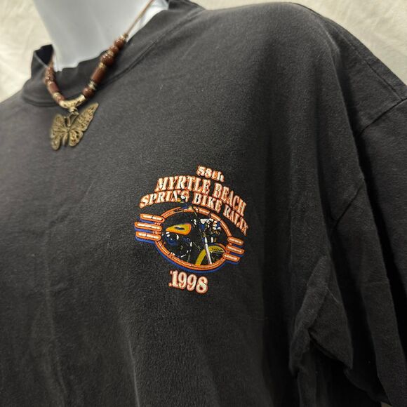 Vintage 1998 Myrtle Beach Bike Week T-Shirt Black Motorcycle Rally Tee USA - Picture 3 of 8